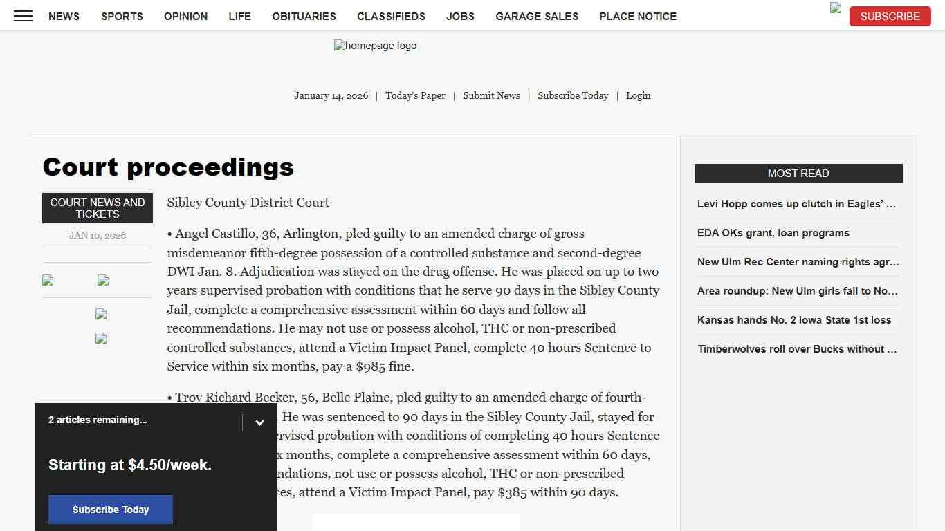 Court proceedings | News, Sports, Jobs - The Journal